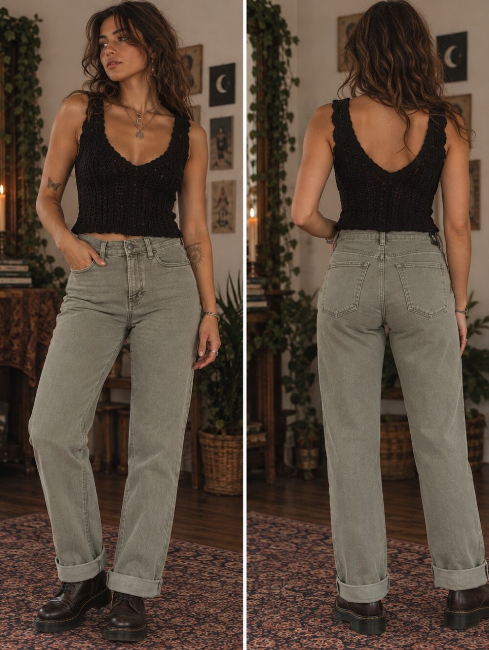 NWT a.n.a High Rise Straight Leg Jeans 6 Olive Green Stretch Denim Fall Layering